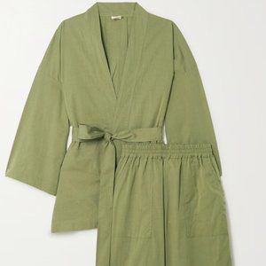 DEIJI STUDIOS + NET SUSTAIN CHECKED ORGANIC COTTON-POPLIN PAJAMA SET IN GREEN